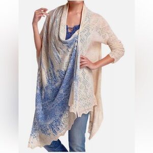 Anthropologie Angel Of The North Cream and Blue Wrap S/M
